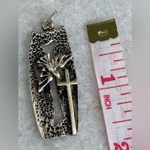 VNTG 925 Silver Cross and Dove Pendant
